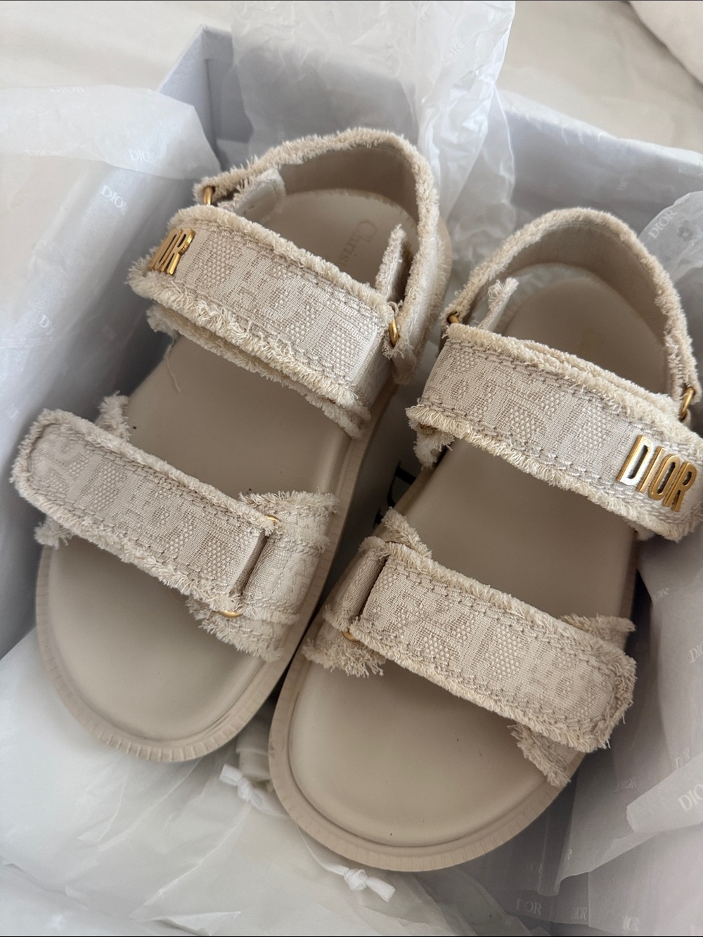 Dior Beige Textured Sandals - Picture 10 of 15